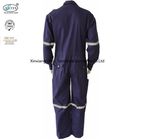 Cotton Dark Purple Fire Resistant Coveralls With Reflective Tape Safety Clothing